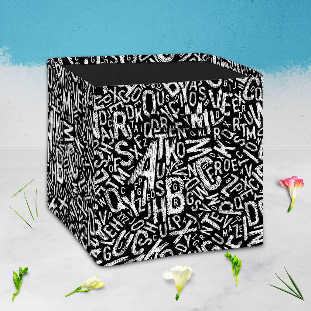 Alphabets Foldable Open Storage Bin | Organizer Box, Toy Basket, Shelf Box, Laundry Bag | Canvas Fabric-Storage Bins-STR_BI_CB-IC 5007359 IC 5007359, Alphabets, Art and Paintings, Black, Black and White, Calligraphy, Decorative, Digital, Digital Art, Education, Geometric, Geometric Abstraction, Graphic, Illustrations, Patterns, Schools, Signs, Signs and Symbols, Symbols, Text, Universities, White, foldable, open, storage, bin, organizer, box, toy, basket, shelf, laundry, bag, canvas, fabric, alphabet, art, 
