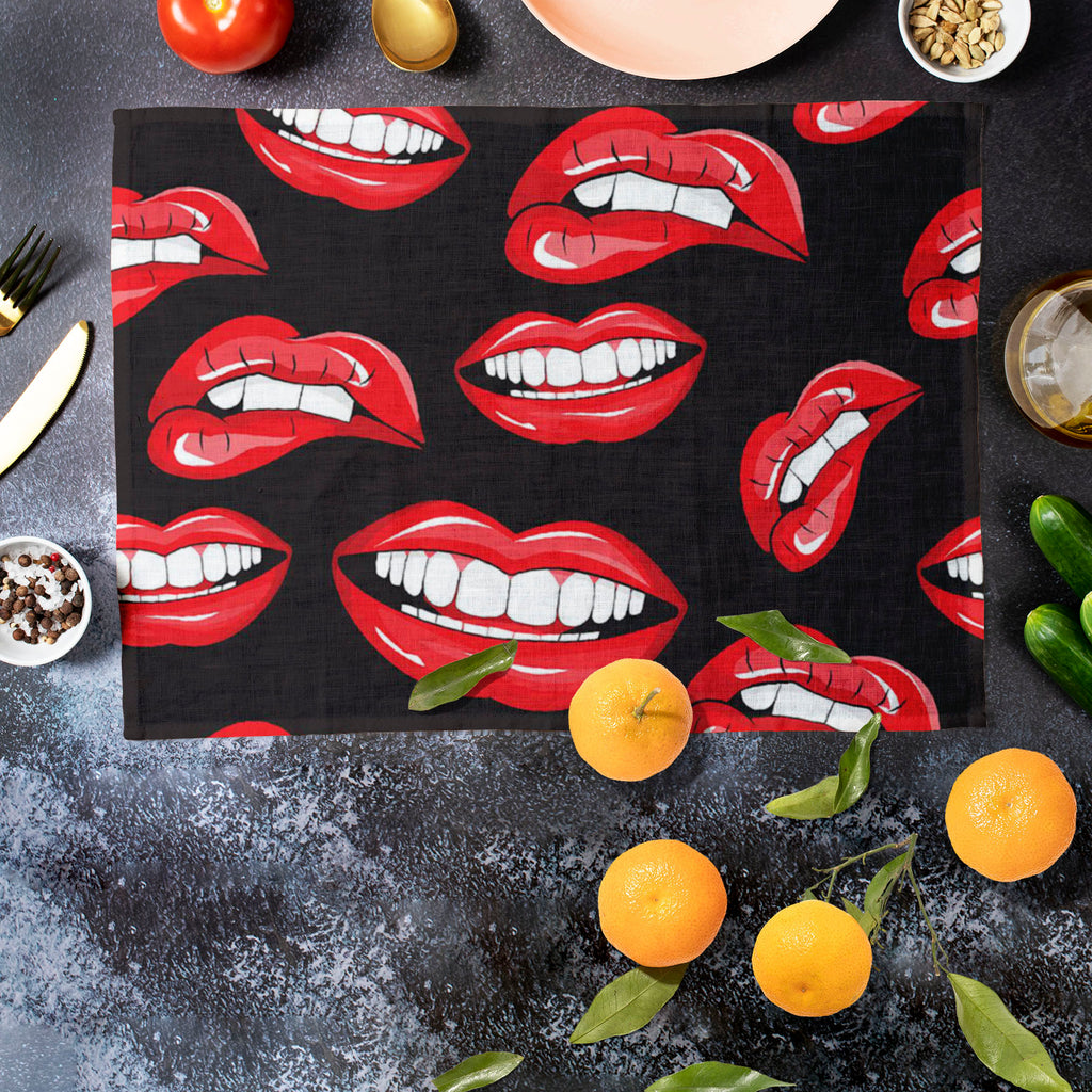 Lips D1 Table Mat Placemat-Table Place Mats Fabric-MAT_TB-IC 5007360 IC 5007360, Art and Paintings, Illustrations, Love, Modern Art, Patterns, People, Pop Art, Romance, Signs, Signs and Symbols, lips, d1, table, mat, placemat, pop, art, mouth, modern, background, beauty, color, colorful, cosmetic, design, desire, emotions, female, fun, funny, girl, illustration, kiss, laughter, lipstick, lover, makeup, open, paint, pattern, print, pucker, red, repeat, repetition, seamless, shout, smile, smooch, teeth, texti