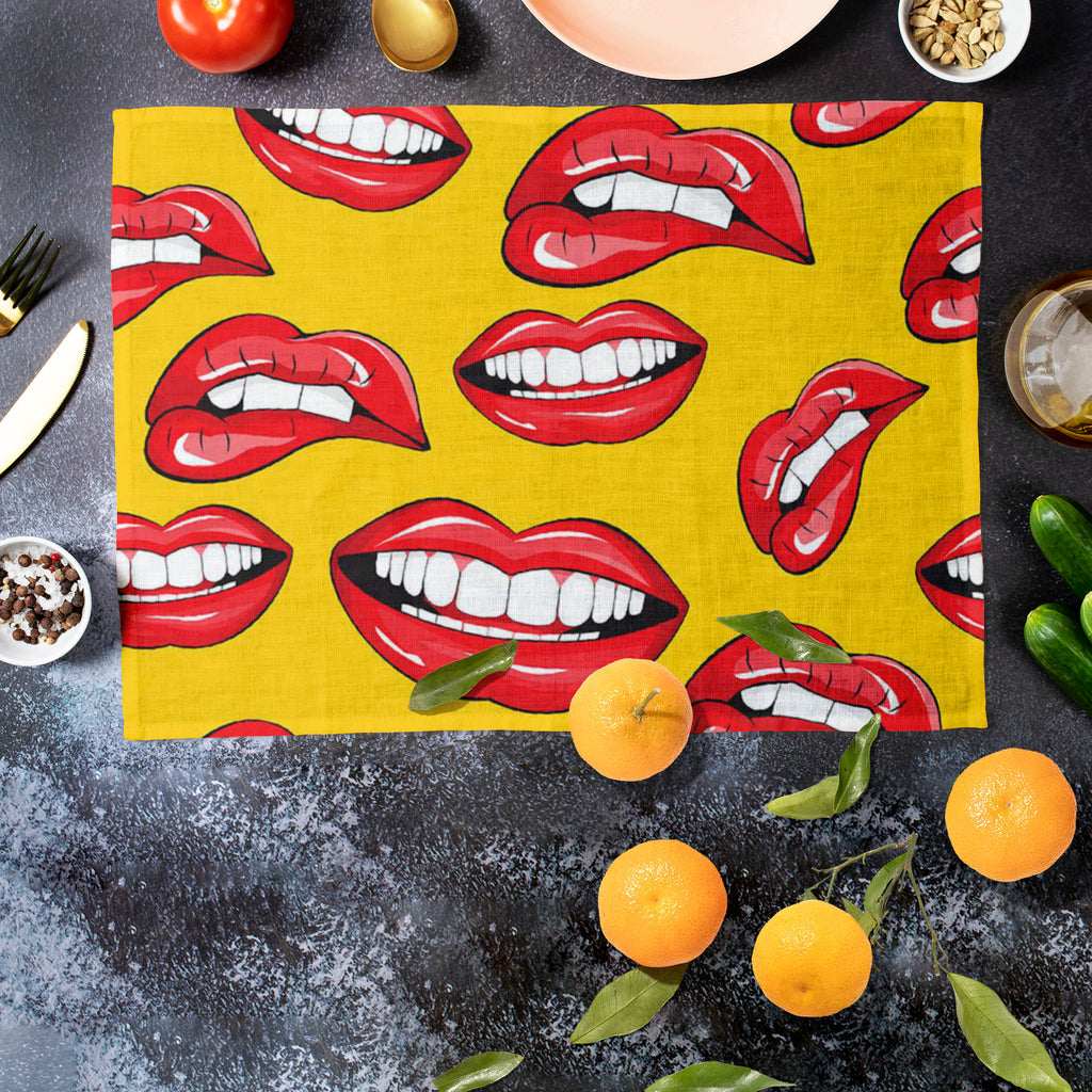 Lips D2 Table Mat Placemat-Table Place Mats Fabric-MAT_TB-IC 5007361 IC 5007361, Art and Paintings, Illustrations, Love, Modern Art, Patterns, People, Pop Art, Romance, Signs, Signs and Symbols, lips, d2, table, mat, placemat, pop, art, background, beauty, color, colorful, cosmetic, design, desire, emotions, female, fun, funny, girl, illustration, kiss, laughter, lipstick, lover, makeup, modern, mouth, open, paint, pattern, print, pucker, red, repeat, repetition, seamless, shout, smile, smooch, teeth, texti