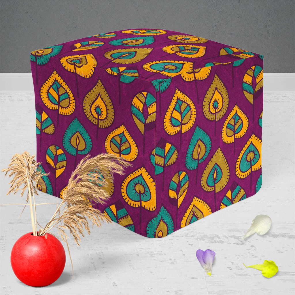 Stylized Leaves D1 Footstool Footrest Puffy Pouffe Ottoman Bean Bag | Canvas Fabric-Footstools-FST_CB_BN-IC 5007364 IC 5007364, Abstract Expressionism, Abstracts, Ancient, Animated Cartoons, Art and Paintings, Botanical, Caricature, Cartoons, Decorative, Digital, Digital Art, Drawing, Fashion, Floral, Flowers, Graphic, Hand Drawn, Historical, Illustrations, Medieval, Modern Art, Nature, Patterns, Retro, Scenic, Seasons, Semi Abstract, Signs, Signs and Symbols, Vintage, stylized, leaves, d1, footstool, footr