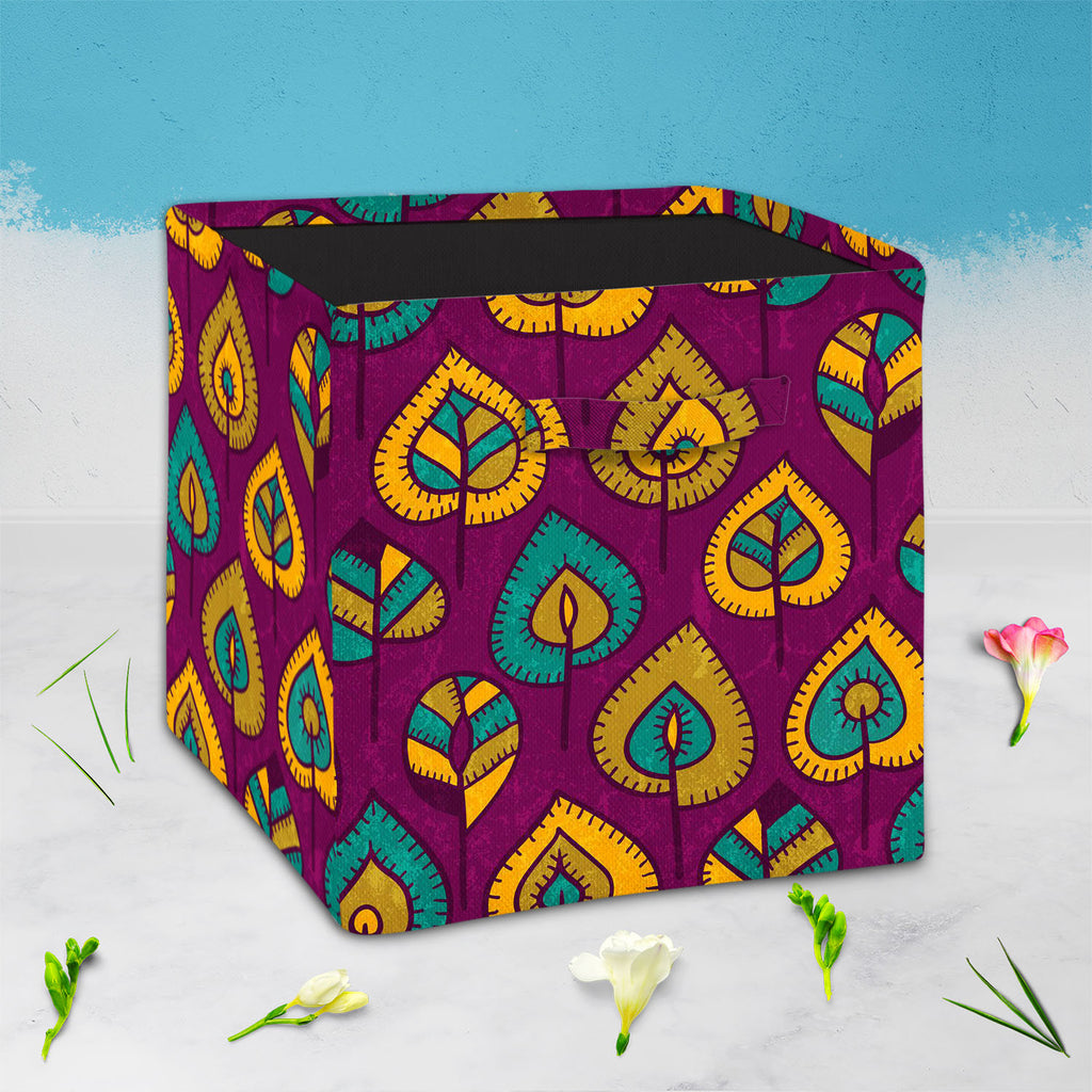 Stylized Leaves D1 Foldable Open Storage Bin | Organizer Box, Toy Basket, Shelf Box, Laundry Bag | Canvas Fabric-Storage Bins-STR_BI_CB-IC 5007364 IC 5007364, Abstract Expressionism, Abstracts, Ancient, Animated Cartoons, Art and Paintings, Botanical, Caricature, Cartoons, Decorative, Digital, Digital Art, Drawing, Fashion, Floral, Flowers, Graphic, Hand Drawn, Historical, Illustrations, Medieval, Modern Art, Nature, Patterns, Retro, Scenic, Seasons, Semi Abstract, Signs, Signs and Symbols, Vintage, stylize