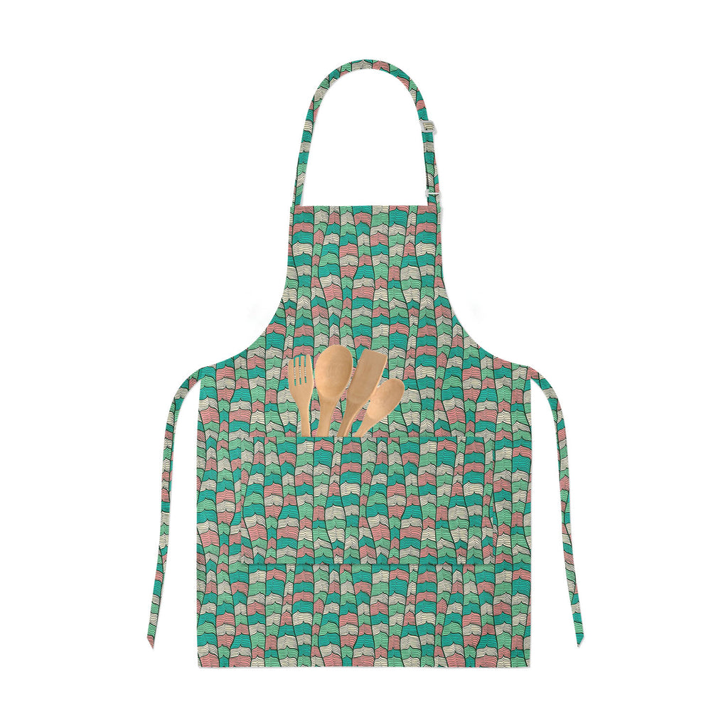 Abstract Waves Apron | Adjustable, Free Size & Waist Tiebacks - Aprons Neck to Knee - ArtzFolio.com