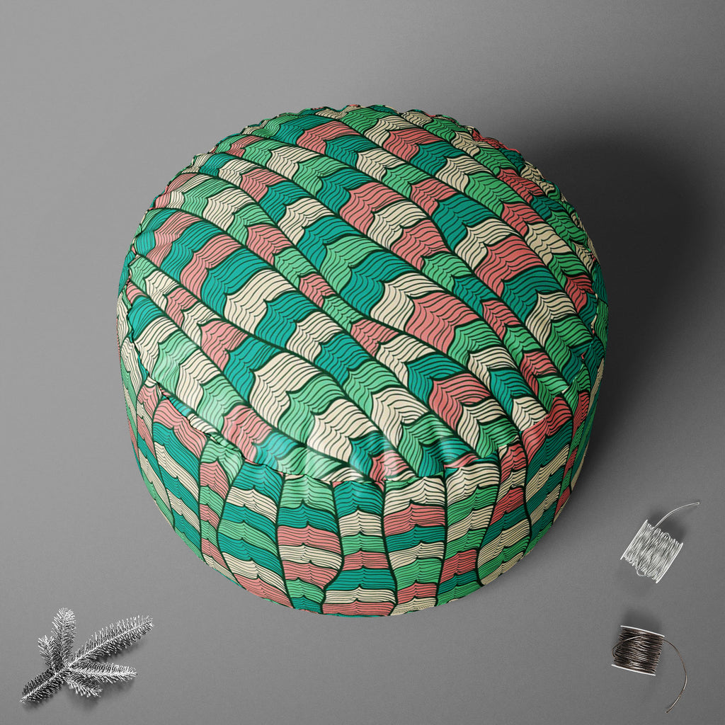 Abstract Waves D1 Footstool Footrest Puffy Pouffe Ottoman Bean Bag | Canvas Fabric - Footstools - ArtzFolio.com