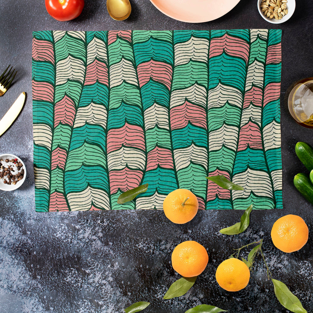 Abstract Waves D1 Table Mat Placemat - Table Place Mats Fabric - ArtzFolio.com