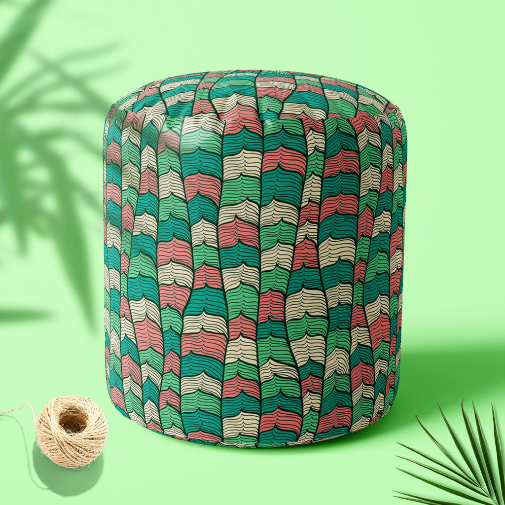 Abstract Waves D1 Footstool Footrest Puffy Pouffe Ottoman Bean Bag | Canvas Fabric - Footstools - ArtzFolio.com