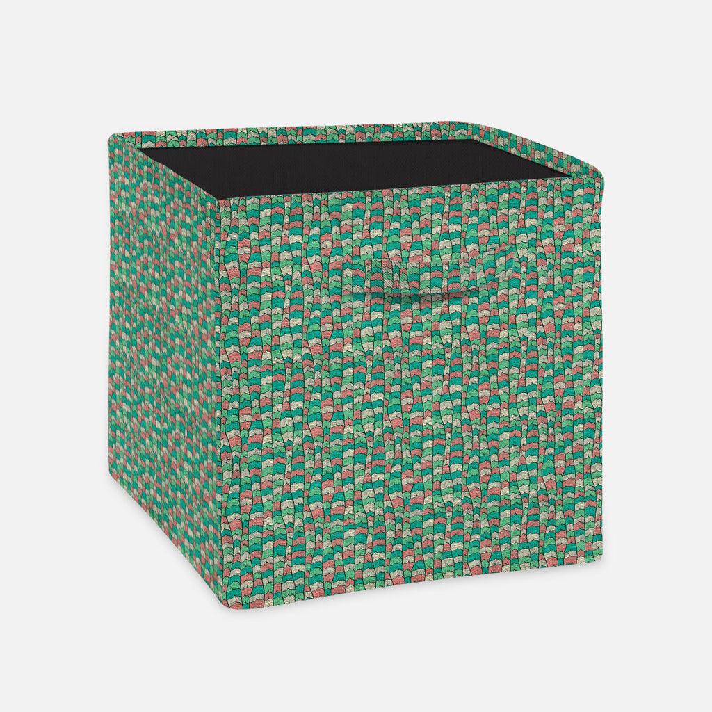 Abstract Waves Foldable Open Storage Bin | Organizer Box, Toy Basket, Shelf Box, Laundry Bag | Canvas Fabric - Storage Bins - ArtzFolio.com