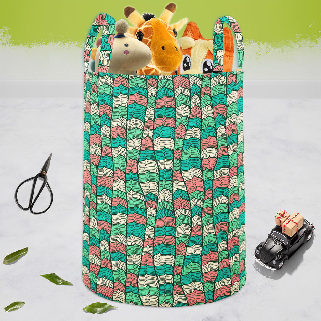 Abstract Waves D1 Foldable Open Storage Bin | Organizer Box, Toy Basket, Shelf Box, Laundry Bag | Canvas Fabric - Storage Bins - ArtzFolio.com