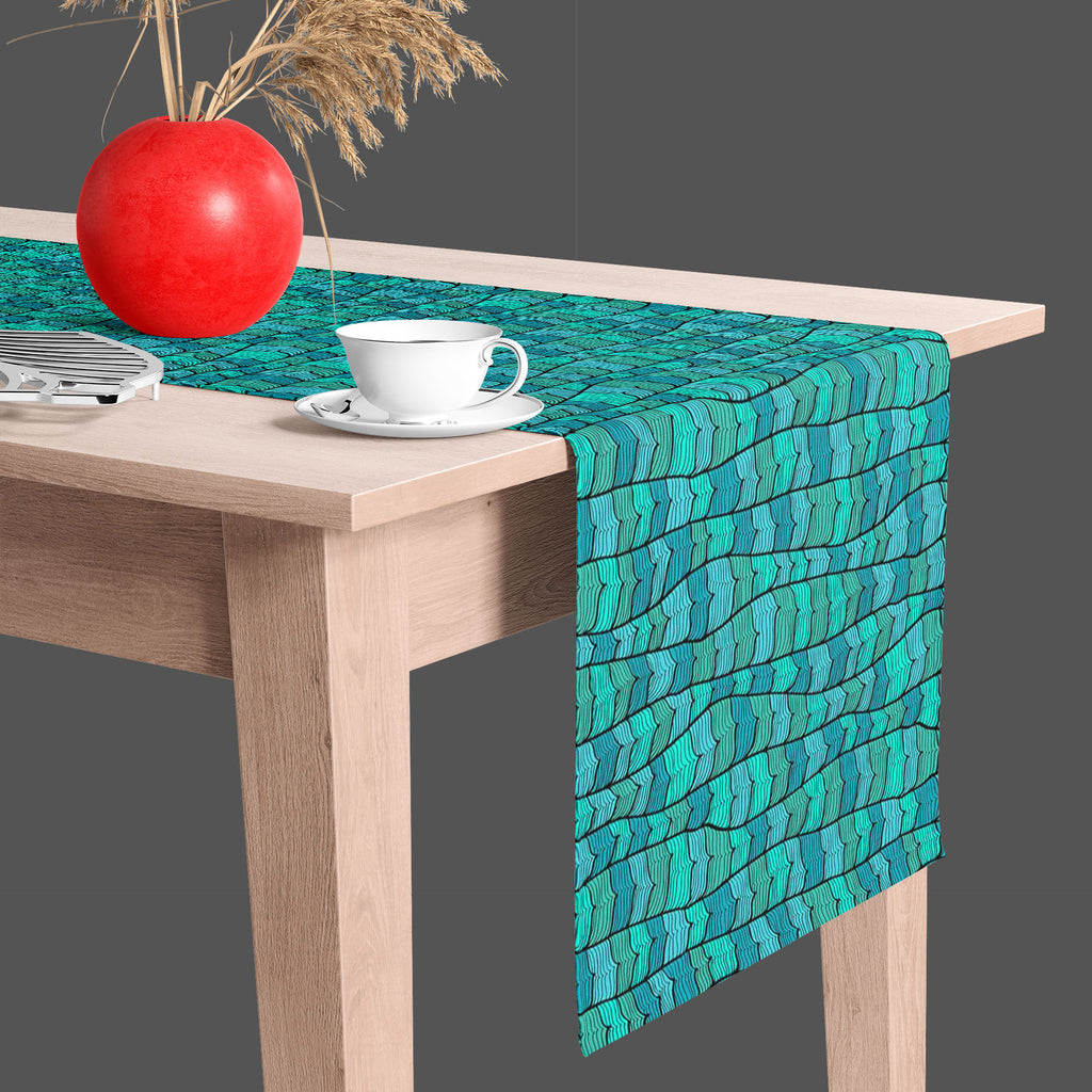 Blue Waves Table Runner-Table Runners-RUN_TB-IC 5007366 IC 5007366, Abstract Expressionism, Abstracts, Ancient, Animated Cartoons, Art and Paintings, Black, Black and White, Caricature, Cartoons, Digital, Digital Art, Drawing, Graphic, Historical, Illustrations, Medieval, Nature, Paintings, Patterns, Scenic, Semi Abstract, Signs, Signs and Symbols, Symbols, Vintage, blue, waves, table, runner, abstract, art, backdrop, background, cartoon, cloud, color, contemporary, curled, curve, design, doodle, drapery, e