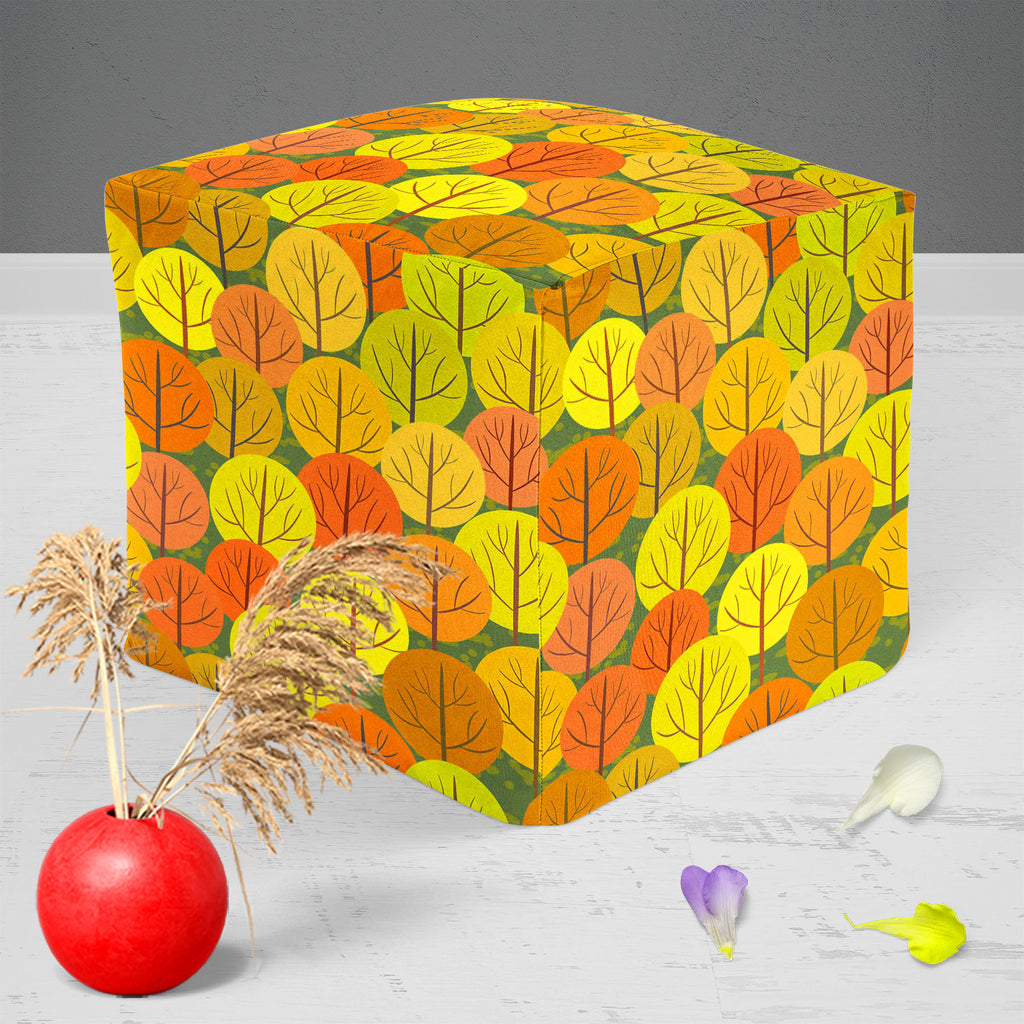 Autumn Forest D5 Footstool Footrest Puffy Pouffe Ottoman Bean Bag | Canvas Fabric-Footstools-FST_CB_BN-IC 5007367 IC 5007367, Abstract Expressionism, Abstracts, Art and Paintings, Botanical, Floral, Flowers, Illustrations, Landscapes, Modern Art, Nature, Patterns, Rural, Scenic, Seasons, Semi Abstract, Signs, Signs and Symbols, autumn, forest, d5, footstool, footrest, puffy, pouffe, ottoman, bean, bag, canvas, fabric, abstract, art, background, beautiful, beauty, branch, bright, brown, color, colorful, crow