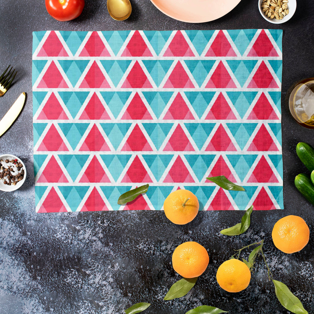 Abstract Triangles D1 Table Mat Placemat-Table Place Mats Fabric-MAT_TB-IC 5007369 IC 5007369, Abstract Expressionism, Abstracts, Architecture, Art and Paintings, Black and White, Books, Chevron, Decorative, Diamond, Digital, Digital Art, Drawing, Geometric, Geometric Abstraction, Graphic, Illustrations, Modern Art, Patterns, Retro, Semi Abstract, Signs, Signs and Symbols, Symbols, Triangles, White, abstract, d1, table, mat, placemat, art, artwork, background, beauty, blue, brick, bright, colorful, cover, d