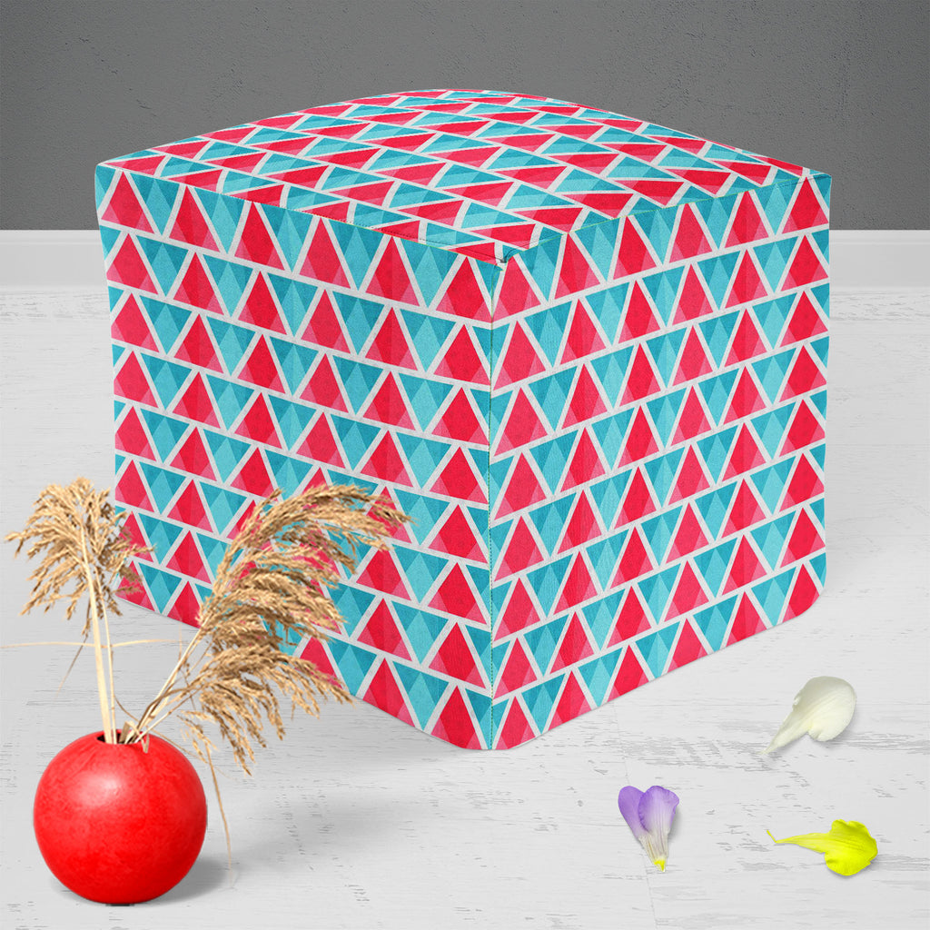 Abstract Triangles D1 Footstool Footrest Puffy Pouffe Ottoman Bean Bag | Canvas Fabric - Footstools - ArtzFolio.com