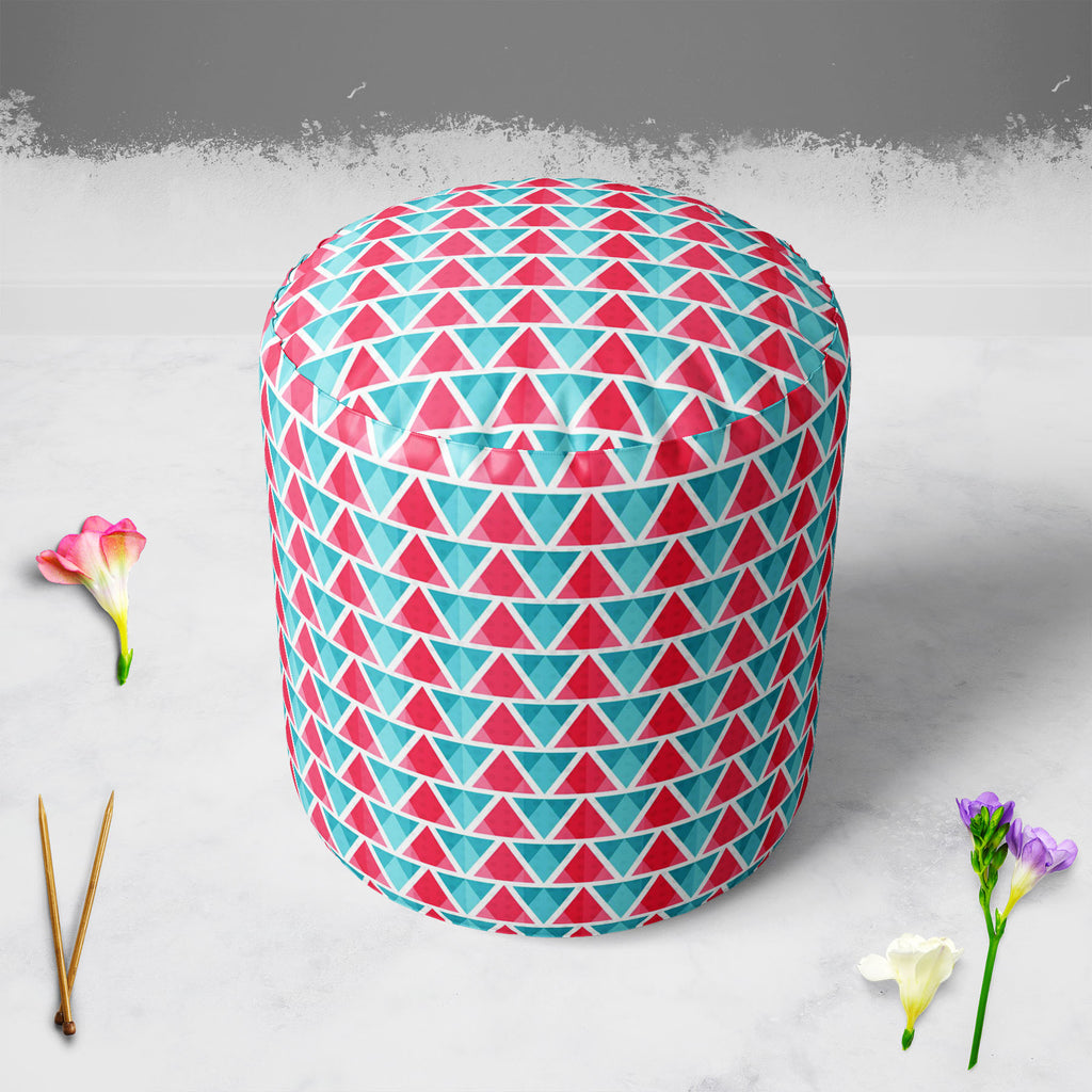 Abstract Triangles D1 Footstool Footrest Puffy Pouffe Ottoman Bean Bag | Canvas Fabric - Footstools - ArtzFolio.com