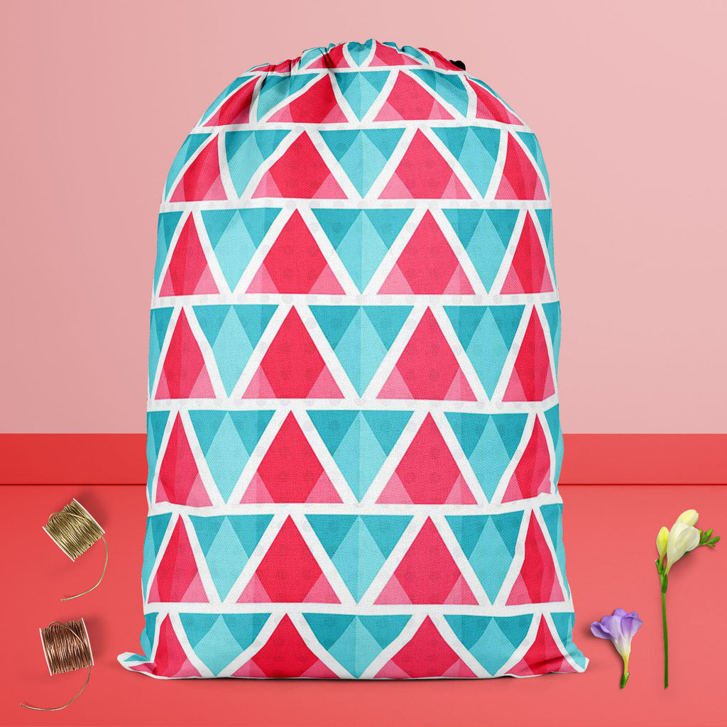 Abstract Triangles D1 Reusable Sack Bag | Bag for Gym, Storage, Vegetable & Travel - Drawstring Sack Bags - ArtzFolio.com