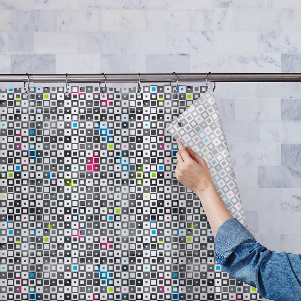 Grunge Squares D1 Washable Waterproof Shower Curtain-Shower Curtains-CUR_SH-IC 5007370 IC 5007370, Abstract Expressionism, Abstracts, Ancient, Art and Paintings, Baby, Children, Culture, Decorative, Diamond, Ethnic, Geometric, Geometric Abstraction, Historical, Illustrations, Kids, Medieval, Modern Art, Paintings, Patterns, Retro, Semi Abstract, Signs, Signs and Symbols, Symbols, Traditional, Triangles, Tribal, Vintage, World Culture, grunge, squares, d1, washable, waterproof, shower, curtain, abstract, arg