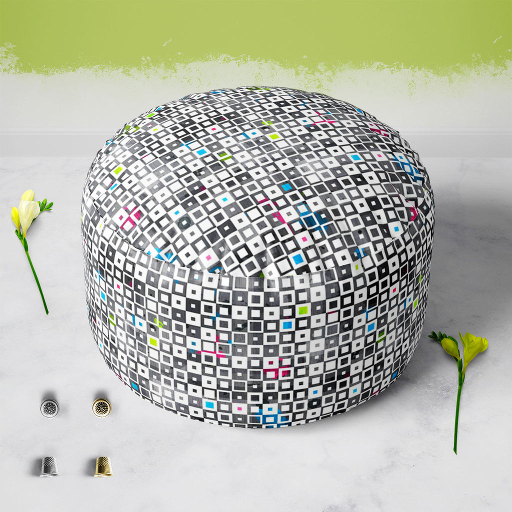 Grunge Squares D1 Footstool Footrest Puffy Pouffe Ottoman Bean Bag | Canvas Fabric-Footstools-FST_CB_BN-IC 5007370 IC 5007370, Abstract Expressionism, Abstracts, Ancient, Art and Paintings, Baby, Children, Culture, Decorative, Diamond, Ethnic, Geometric, Geometric Abstraction, Historical, Illustrations, Kids, Medieval, Modern Art, Paintings, Patterns, Retro, Semi Abstract, Signs, Signs and Symbols, Symbols, Traditional, Triangles, Tribal, Vintage, World Culture, grunge, squares, d1, footstool, footrest, puf