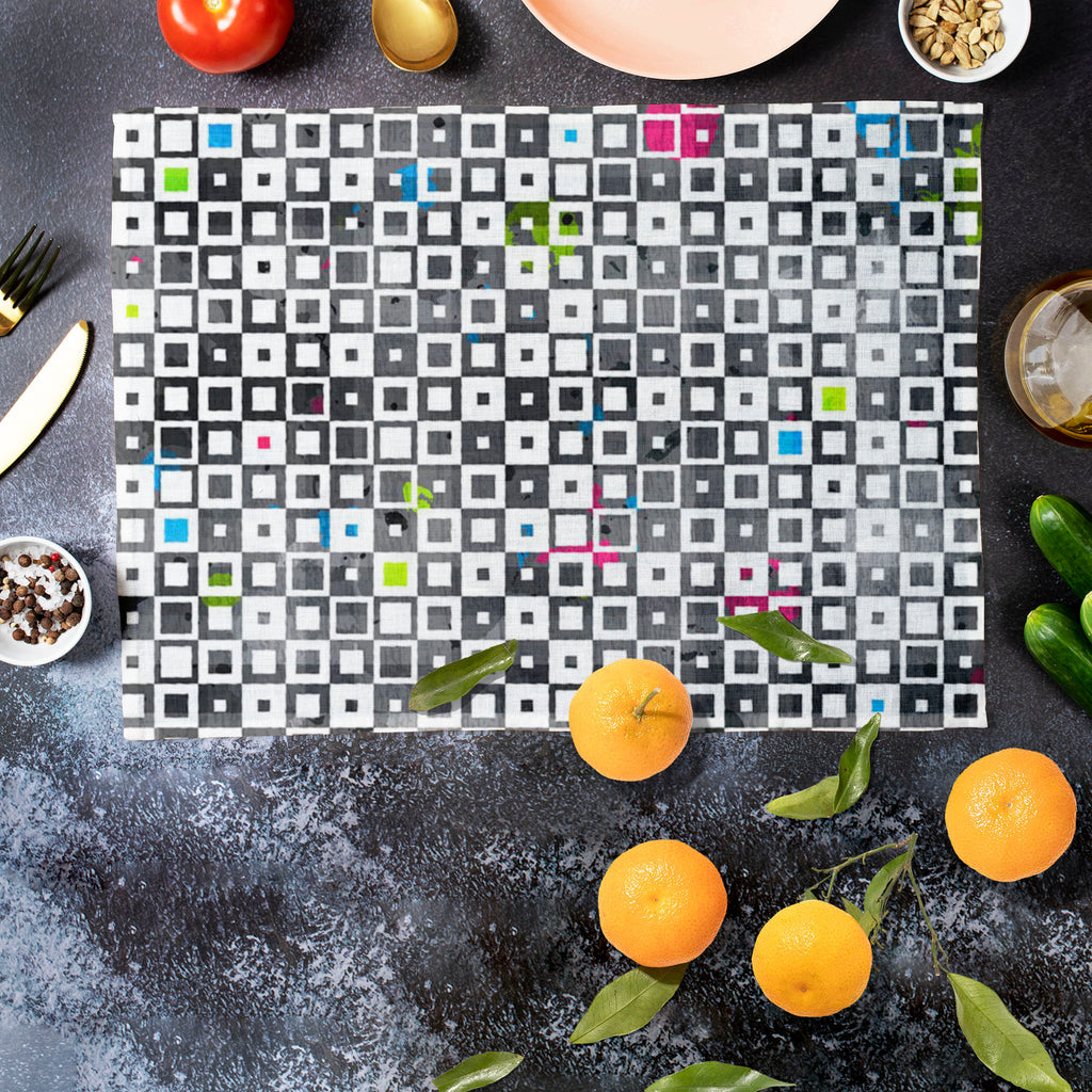Grunge Squares D1 Table Mat Placemat-Table Place Mats Fabric-MAT_TB-IC 5007370 IC 5007370, Abstract Expressionism, Abstracts, Ancient, Art and Paintings, Baby, Children, Culture, Decorative, Diamond, Ethnic, Geometric, Geometric Abstraction, Historical, Illustrations, Kids, Medieval, Modern Art, Paintings, Patterns, Retro, Semi Abstract, Signs, Signs and Symbols, Symbols, Traditional, Triangles, Tribal, Vintage, World Culture, grunge, squares, d1, table, mat, placemat, abstract, argyle, backdrop, background