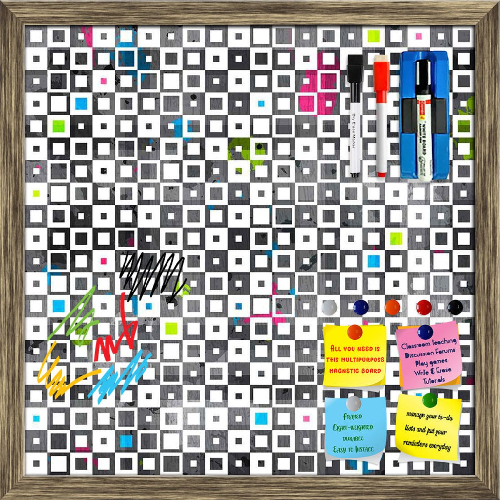 Grunge Squares Framed Magnetic Dry Erase Board | Combo with Magnet Buttons & Markers-Magnetic Boards Framed-MGB_FR-IC 5007370 IC 5007370, Abstract Expressionism, Abstracts, Ancient, Art and Paintings, Baby, Children, Culture, Decorative, Diamond, Ethnic, Geometric, Geometric Abstraction, Historical, Illustrations, Kids, Medieval, Modern Art, Paintings, Patterns, Retro, Semi Abstract, Signs, Signs and Symbols, Symbols, Traditional, Triangles, Tribal, Vintage, World Culture, grunge, squares, framed, magnetic,
