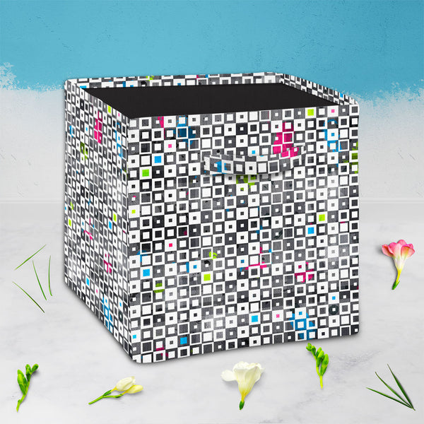 Grunge Squares D1 Foldable Open Storage Bin | Organizer Box, Toy Basket, Shelf Box, Laundry Bag | Canvas Fabric-Storage Bins-STR_BI_CB-IC 5007370 IC 5007370, Abstract Expressionism, Abstracts, Ancient, Art and Paintings, Baby, Children, Culture, Decorative, Diamond, Ethnic, Geometric, Geometric Abstraction, Historical, Illustrations, Kids, Medieval, Modern Art, Paintings, Patterns, Retro, Semi Abstract, Signs, Signs and Symbols, Symbols, Traditional, Triangles, Tribal, Vintage, World Culture, grunge, square