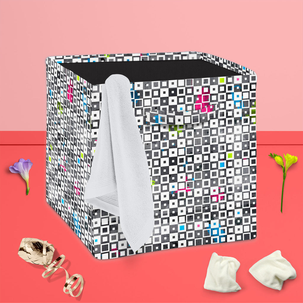 Grunge Squares D1 Foldable Open Storage Bin | Organizer Box, Toy Basket, Shelf Box, Laundry Bag | Canvas Fabric-Storage Bins-STR_BI_CB-IC 5007370 IC 5007370, Abstract Expressionism, Abstracts, Ancient, Art and Paintings, Baby, Children, Culture, Decorative, Diamond, Ethnic, Geometric, Geometric Abstraction, Historical, Illustrations, Kids, Medieval, Modern Art, Paintings, Patterns, Retro, Semi Abstract, Signs, Signs and Symbols, Symbols, Traditional, Triangles, Tribal, Vintage, World Culture, grunge, square
