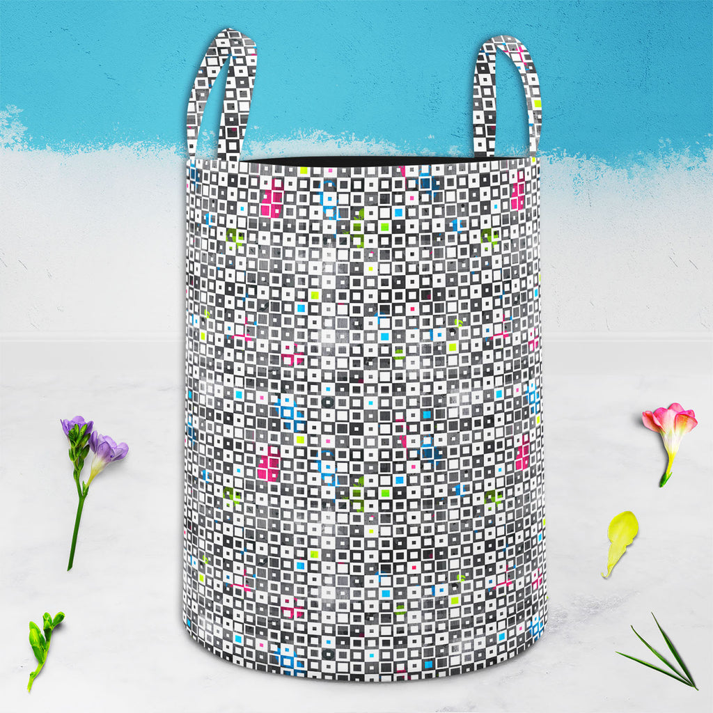 Grunge Squares D1 Foldable Open Storage Bin | Organizer Box, Toy Basket, Shelf Box, Laundry Bag | Canvas Fabric-Storage Bins-STR_BI_CB-IC 5007370 IC 5007370, Abstract Expressionism, Abstracts, Ancient, Art and Paintings, Baby, Children, Culture, Decorative, Diamond, Ethnic, Geometric, Geometric Abstraction, Historical, Illustrations, Kids, Medieval, Modern Art, Paintings, Patterns, Retro, Semi Abstract, Signs, Signs and Symbols, Symbols, Traditional, Triangles, Tribal, Vintage, World Culture, grunge, square