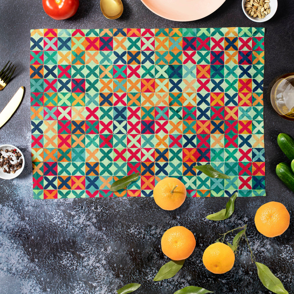 Colored Crosses Table Mat Placemat-Table Place Mats Fabric-MAT_TB-IC 5007371 IC 5007371, Abstract Expressionism, Abstracts, Ancient, Art and Paintings, Black, Black and White, Circle, Cross, Decorative, Diamond, Digital, Digital Art, Eygptian, Fashion, Geometric, Geometric Abstraction, Graphic, Hipster, Historical, Illustrations, Medieval, Patterns, Retro, Semi Abstract, Signs, Signs and Symbols, Vintage, White, colored, crosses, table, mat, placemat, abstract, art, artistic, backdrop, background, classic, 