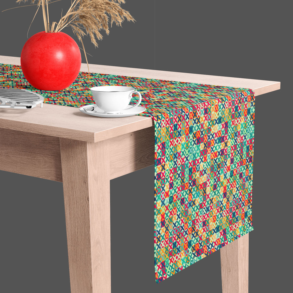 Colored Crosses Table Runner-Table Runners-RUN_TB-IC 5007371 IC 5007371, Abstract Expressionism, Abstracts, Ancient, Art and Paintings, Black, Black and White, Circle, Cross, Decorative, Diamond, Digital, Digital Art, Eygptian, Fashion, Geometric, Geometric Abstraction, Graphic, Hipster, Historical, Illustrations, Medieval, Patterns, Retro, Semi Abstract, Signs, Signs and Symbols, Vintage, White, colored, crosses, table, runner, abstract, art, artistic, backdrop, background, classic, color, colorful, concep