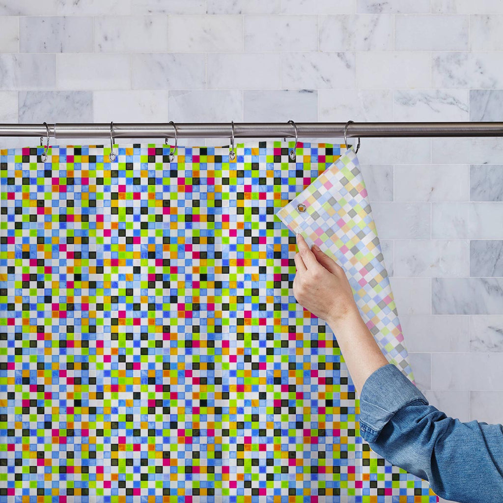 Grunge Squares Washable Waterproof Shower Curtain-Shower Curtains-CUR_SH-IC 5007375 IC 5007375, Abstract Expressionism, Abstracts, Art and Paintings, Black and White, Decorative, Digital, Digital Art, Geometric, Geometric Abstraction, Graphic, Hipster, Holidays, Illustrations, Modern Art, Patterns, Pop Art, Retro, Semi Abstract, Signs, Signs and Symbols, White, grunge, squares, washable, waterproof, shower, curtain, abstract, art, artistic, artwork, backdrop, background, banner, blue, bright, color, colorfu