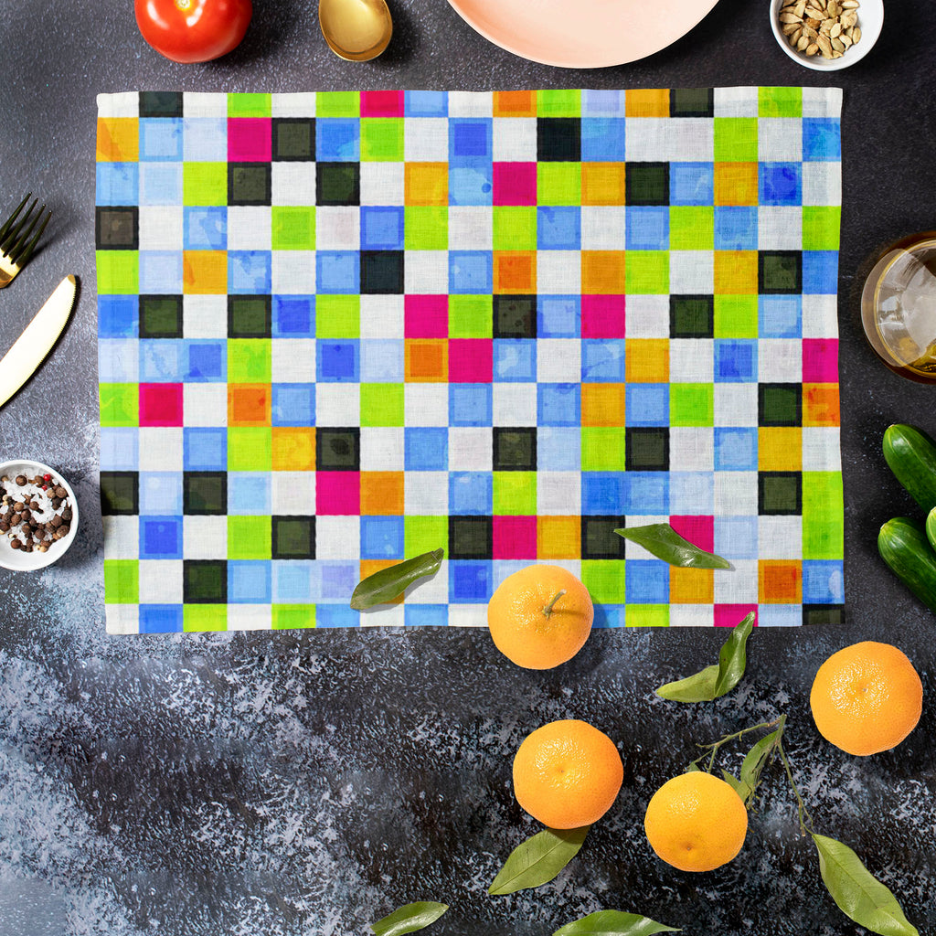 Grunge Squares D2 Table Mat Placemat-Table Place Mats Fabric-MAT_TB-IC 5007375 IC 5007375, Abstract Expressionism, Abstracts, Art and Paintings, Black and White, Decorative, Digital, Digital Art, Geometric, Geometric Abstraction, Graphic, Hipster, Holidays, Illustrations, Modern Art, Patterns, Pop Art, Retro, Semi Abstract, Signs, Signs and Symbols, White, grunge, squares, d2, table, mat, placemat, abstract, art, artistic, artwork, backdrop, background, banner, blue, bright, color, colorful, composition, co