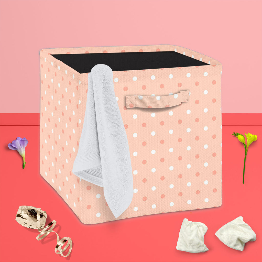 Pink Polka Dots Foldable Open Storage Bin | Organizer Box, Toy Basket, Shelf Box, Laundry Bag | Canvas Fabric-Storage Bins-STR_BI_CB-IC 5007376 IC 5007376, Abstract Expressionism, Abstracts, Art and Paintings, Black, Black and White, Books, Circle, Decorative, Digital, Digital Art, Dots, Geometric, Geometric Abstraction, Graphic, Holidays, Illustrations, Modern Art, Patterns, Semi Abstract, Signs, Signs and Symbols, White, pink, polka, foldable, open, storage, bin, organizer, box, toy, basket, shelf, laundr