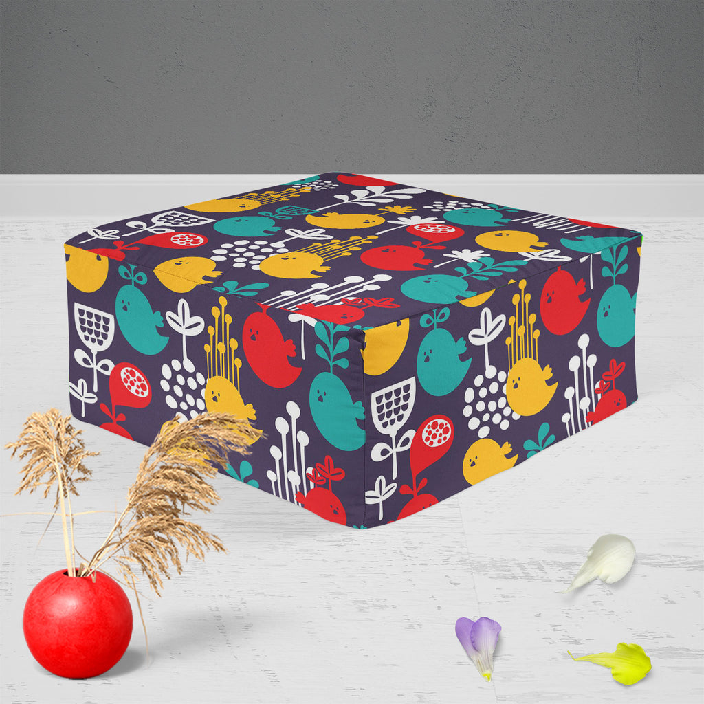 Cartoon Birds Footstool Footrest Puffy Pouffe Ottoman Bean Bag | Canvas Fabric-Footstools-FST_CB_BN-IC 5007378 IC 5007378, Abstract Expressionism, Abstracts, Ancient, Animals, Animated Cartoons, Art and Paintings, Birds, Botanical, Caricature, Cartoons, Decorative, Digital, Digital Art, Floral, Flowers, Graphic, Historical, Illustrations, Love, Medieval, Modern Art, Nature, Patterns, Retro, Romance, Scenic, Seasons, Semi Abstract, Signs, Signs and Symbols, Vintage, cartoon, footstool, footrest, puffy, pouff