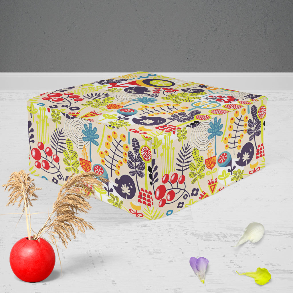 Birds & Flowers D5 Footstool Footrest Puffy Pouffe Ottoman Bean Bag | Canvas Fabric-Footstools-FST_CB_BN-IC 5007379 IC 5007379, Abstract Expressionism, Abstracts, Ancient, Animals, Animated Cartoons, Birds, Botanical, Caricature, Cartoons, Decorative, Digital, Digital Art, Floral, Flowers, Graphic, Historical, Illustrations, Love, Medieval, Modern Art, Nature, Patterns, Retro, Romance, Scenic, Seasons, Semi Abstract, Signs, Signs and Symbols, Vintage, d5, footstool, footrest, puffy, pouffe, ottoman, bean, b