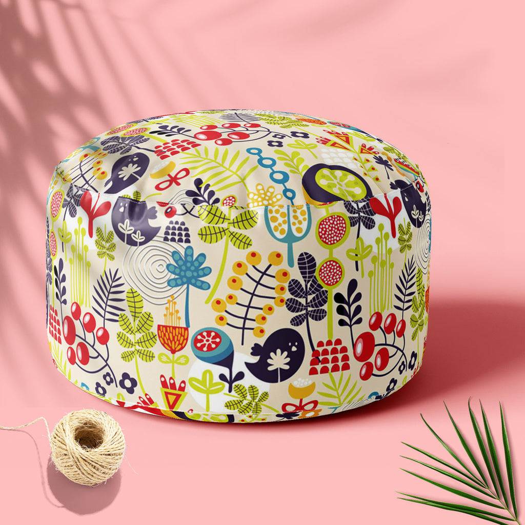 Birds & Flowers D5 Footstool Footrest Puffy Pouffe Ottoman Bean Bag | Canvas Fabric-Footstools-FST_CB_BN-IC 5007379 IC 5007379, Abstract Expressionism, Abstracts, Ancient, Animals, Animated Cartoons, Birds, Botanical, Caricature, Cartoons, Decorative, Digital, Digital Art, Floral, Flowers, Graphic, Historical, Illustrations, Love, Medieval, Modern Art, Nature, Patterns, Retro, Romance, Scenic, Seasons, Semi Abstract, Signs, Signs and Symbols, Vintage, d5, footstool, footrest, puffy, pouffe, ottoman, bean, b
