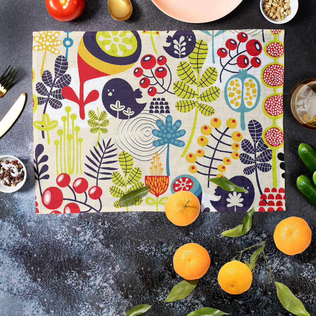 Birds & Flowers D5 Table Mat Placemat-Table Place Mats Fabric-MAT_TB-IC 5007379 IC 5007379, Abstract Expressionism, Abstracts, Ancient, Animals, Animated Cartoons, Birds, Botanical, Caricature, Cartoons, Decorative, Digital, Digital Art, Floral, Flowers, Graphic, Historical, Illustrations, Love, Medieval, Modern Art, Nature, Patterns, Retro, Romance, Scenic, Seasons, Semi Abstract, Signs, Signs and Symbols, Vintage, d5, table, mat, placemat, abstract, animal, backdrop, background, beautiful, beauty, berries