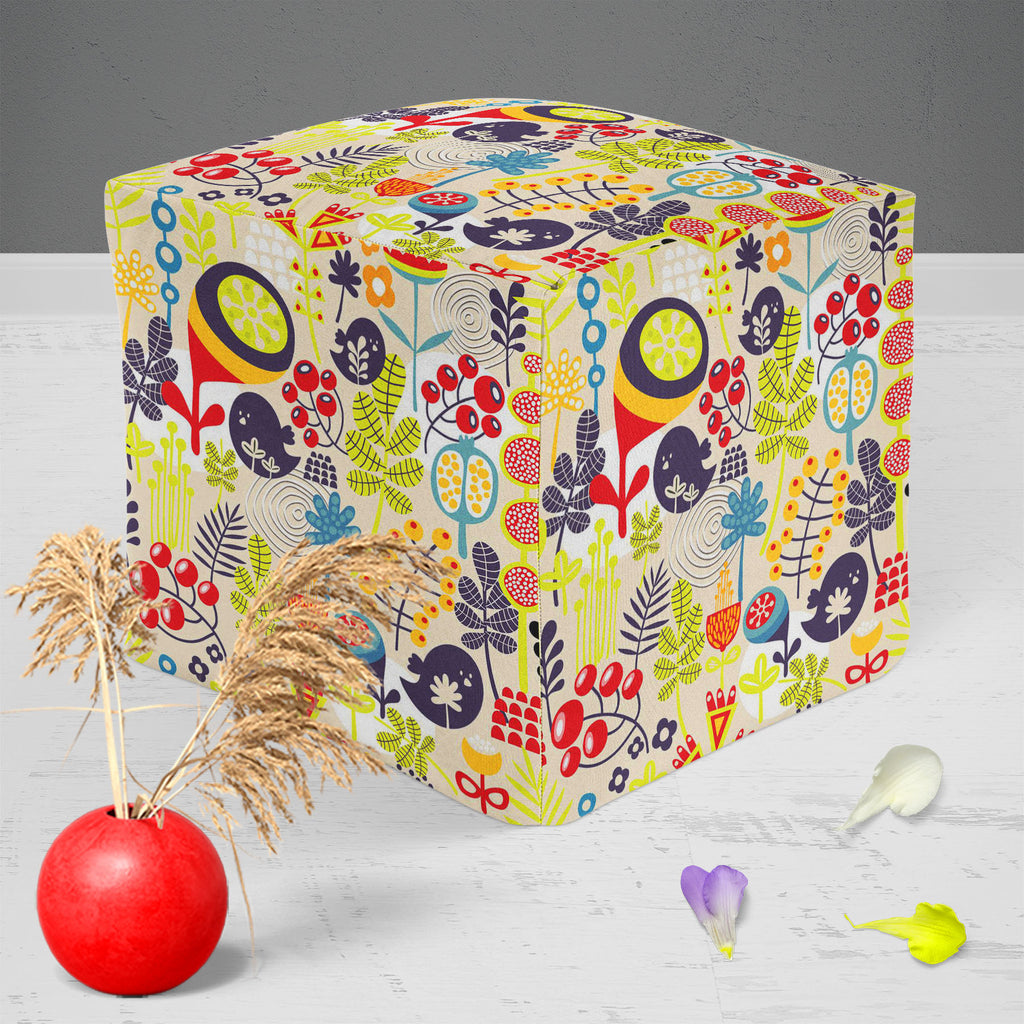 Birds & Flowers D5 Footstool Footrest Puffy Pouffe Ottoman Bean Bag | Canvas Fabric-Footstools-FST_CB_BN-IC 5007379 IC 5007379, Abstract Expressionism, Abstracts, Ancient, Animals, Animated Cartoons, Birds, Botanical, Caricature, Cartoons, Decorative, Digital, Digital Art, Floral, Flowers, Graphic, Historical, Illustrations, Love, Medieval, Modern Art, Nature, Patterns, Retro, Romance, Scenic, Seasons, Semi Abstract, Signs, Signs and Symbols, Vintage, d5, footstool, footrest, puffy, pouffe, ottoman, bean, b