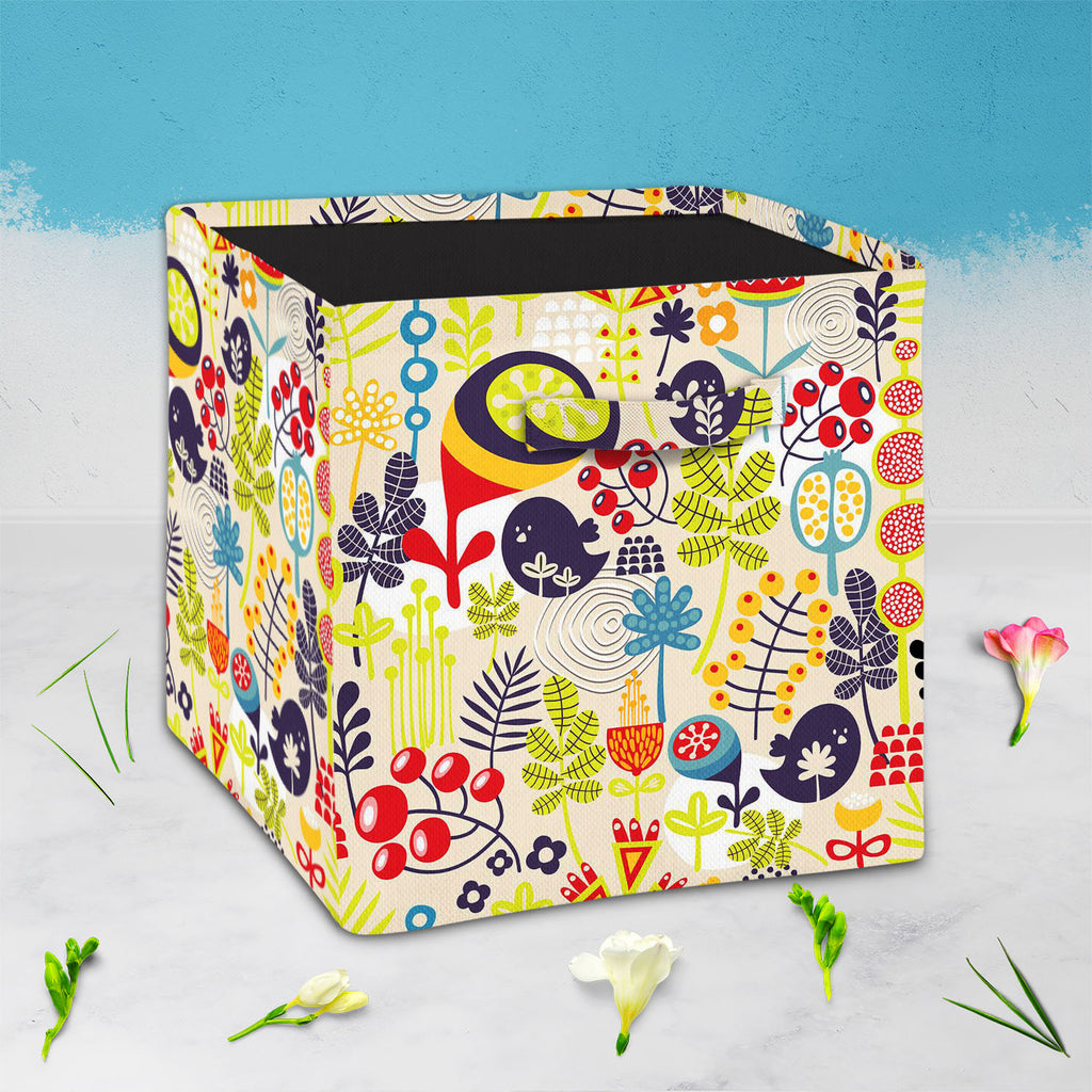 Birds & Flowers D5 Foldable Open Storage Bin | Organizer Box, Toy Basket, Shelf Box, Laundry Bag | Canvas Fabric-Storage Bins-STR_BI_CB-IC 5007379 IC 5007379, Abstract Expressionism, Abstracts, Ancient, Animals, Animated Cartoons, Birds, Botanical, Caricature, Cartoons, Decorative, Digital, Digital Art, Floral, Flowers, Graphic, Historical, Illustrations, Love, Medieval, Modern Art, Nature, Patterns, Retro, Romance, Scenic, Seasons, Semi Abstract, Signs, Signs and Symbols, Vintage, d5, foldable, open, stora