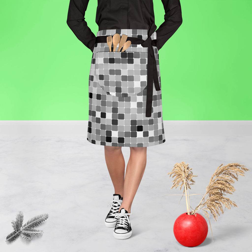 Black & White Square Apron | Adjustable, Free Size & Waist Tiebacks-Apron Waist to Knee-APR_WS_KN-IC 5007380 IC 5007380, Abstract Expressionism, Abstracts, Art and Paintings, Black, Black and White, Books, Decorative, Digital, Digital Art, Fashion, Geometric, Geometric Abstraction, Graphic, Illustrations, Modern Art, Patterns, Retro, Semi Abstract, Signs, Signs and Symbols, White, square, apron, adjustable, free, size, waist, tiebacks, abstract, album, art, artistic, backdrop, background, book, cover, creat