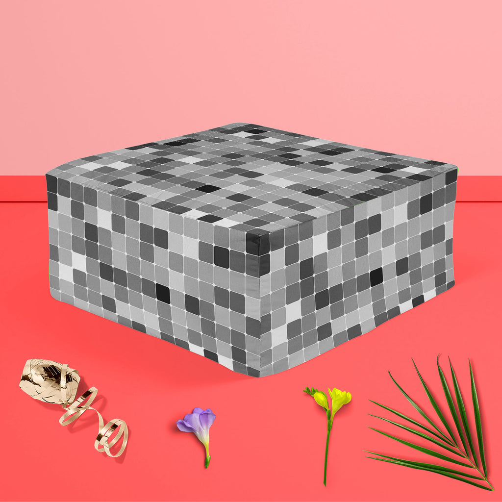 Black & White Square Footstool Footrest Puffy Pouffe Ottoman Bean Bag | Canvas Fabric-Footstools-FST_CB_BN-IC 5007380 IC 5007380, Abstract Expressionism, Abstracts, Art and Paintings, Black, Black and White, Books, Decorative, Digital, Digital Art, Fashion, Geometric, Geometric Abstraction, Graphic, Illustrations, Modern Art, Patterns, Retro, Semi Abstract, Signs, Signs and Symbols, White, square, footstool, footrest, puffy, pouffe, ottoman, bean, bag, canvas, fabric, abstract, album, art, artistic, backdro