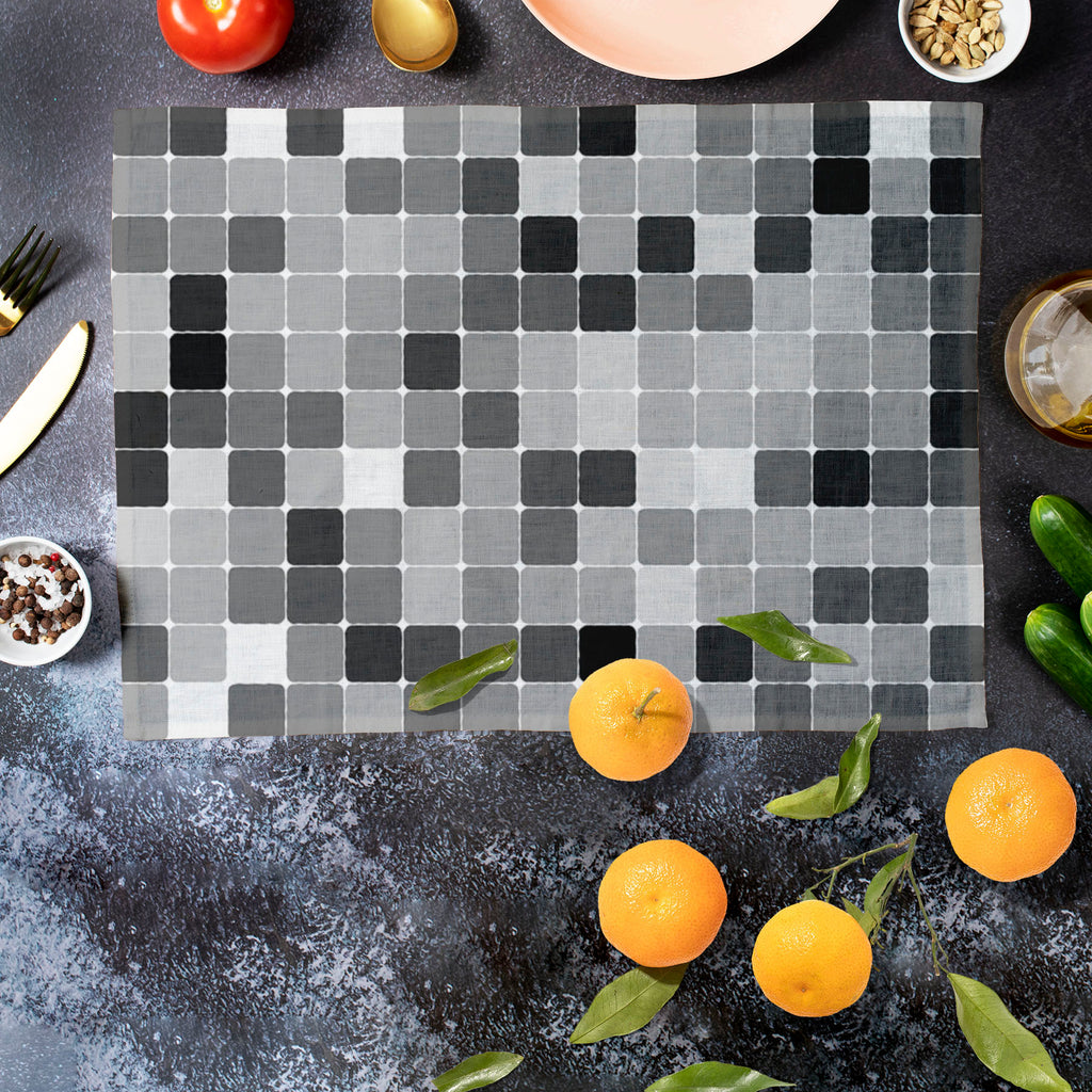 Black & White Square Table Mat Placemat-Table Place Mats Fabric-MAT_TB-IC 5007380 IC 5007380, Abstract Expressionism, Abstracts, Art and Paintings, Black, Black and White, Books, Decorative, Digital, Digital Art, Fashion, Geometric, Geometric Abstraction, Graphic, Illustrations, Modern Art, Patterns, Retro, Semi Abstract, Signs, Signs and Symbols, White, square, table, mat, placemat, abstract, album, art, artistic, backdrop, background, book, cover, creative, decor, decoration, design, element, fabric, floo