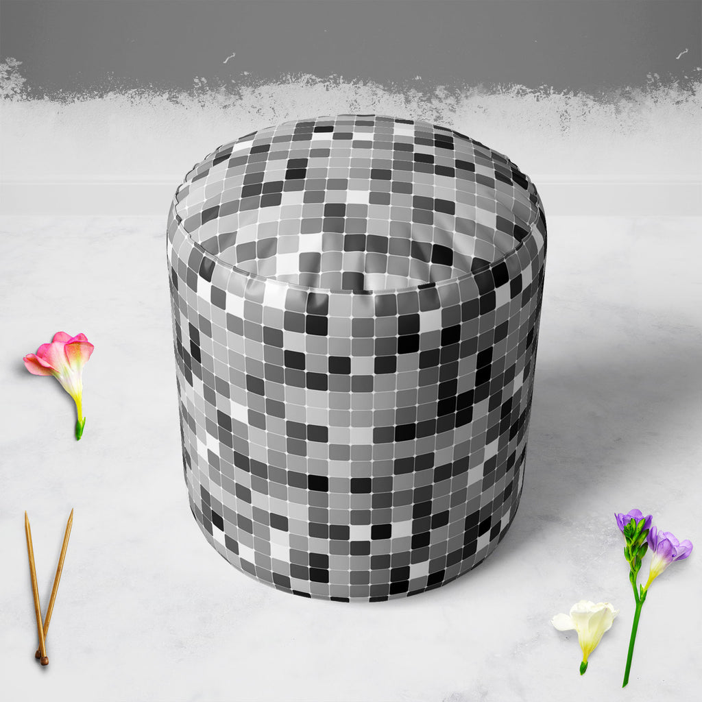 Black & White Square Footstool Footrest Puffy Pouffe Ottoman Bean Bag | Canvas Fabric-Footstools-FST_CB_BN-IC 5007380 IC 5007380, Abstract Expressionism, Abstracts, Art and Paintings, Black, Black and White, Books, Decorative, Digital, Digital Art, Fashion, Geometric, Geometric Abstraction, Graphic, Illustrations, Modern Art, Patterns, Retro, Semi Abstract, Signs, Signs and Symbols, White, square, footstool, footrest, puffy, pouffe, ottoman, bean, bag, canvas, fabric, abstract, album, art, artistic, backdro