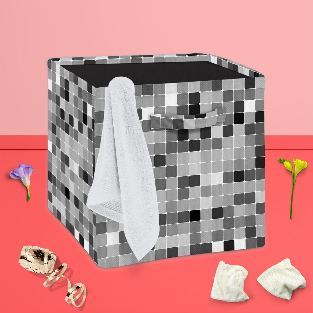 Black & White Square Foldable Open Storage Bin | Organizer Box, Toy Basket, Shelf Box, Laundry Bag | Canvas Fabric-Storage Bins-STR_BI_CB-IC 5007380 IC 5007380, Abstract Expressionism, Abstracts, Art and Paintings, Black, Black and White, Books, Decorative, Digital, Digital Art, Fashion, Geometric, Geometric Abstraction, Graphic, Illustrations, Modern Art, Patterns, Retro, Semi Abstract, Signs, Signs and Symbols, White, square, foldable, open, storage, bin, organizer, box, toy, basket, shelf, laundry, bag, 