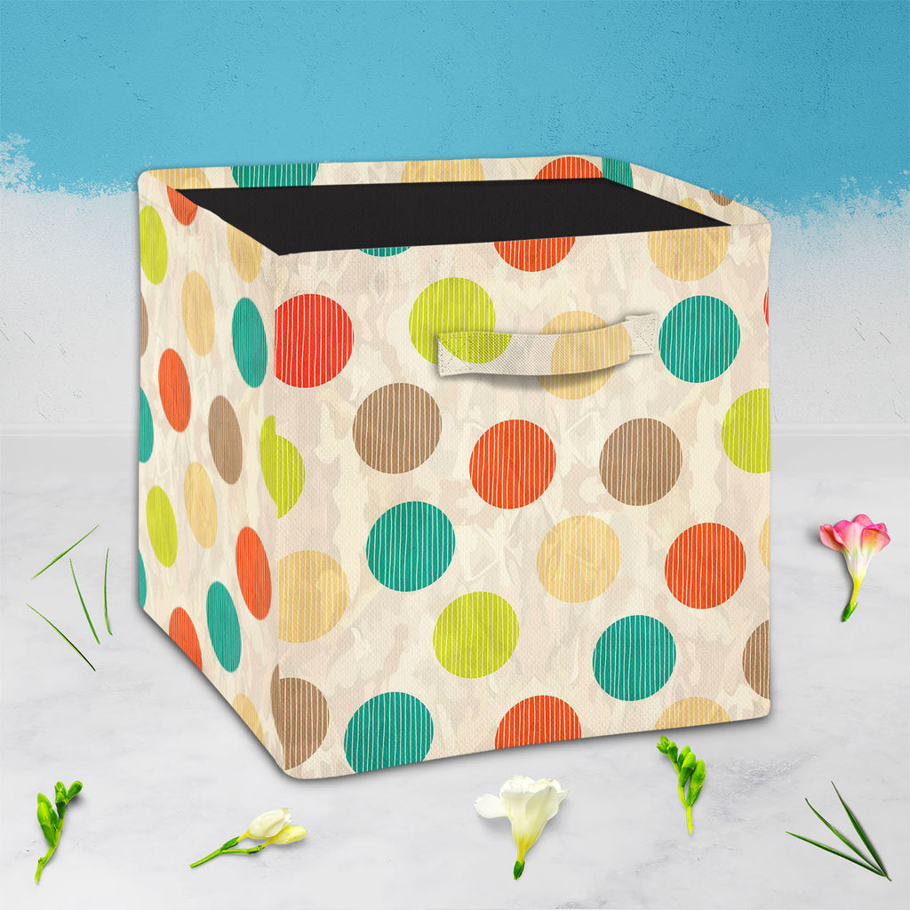 Retro Circles Foldable Open Storage Bin | Organizer Box, Toy Basket, Shelf Box, Laundry Bag | Canvas Fabric-Storage Bins-STR_BI_CB-IC 5007382 IC 5007382, Abstract Expressionism, Abstracts, Ancient, Art and Paintings, Black and White, Circle, Decorative, Digital, Digital Art, Fashion, Geometric, Geometric Abstraction, Graphic, Historical, Illustrations, Medieval, Modern Art, Patterns, Retro, Semi Abstract, Signs, Signs and Symbols, Vintage, White, circles, foldable, open, storage, bin, organizer, box, toy, b