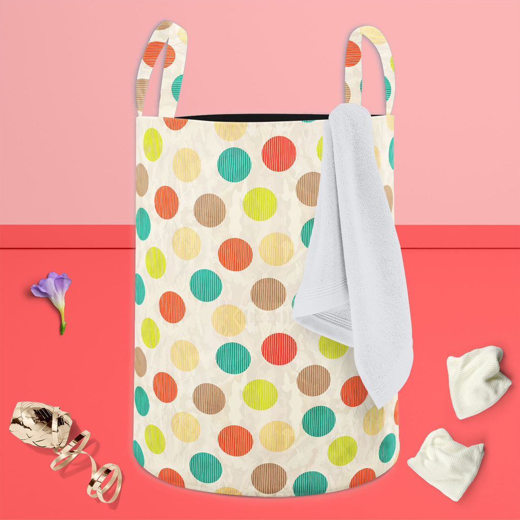 Retro Circles Foldable Open Storage Bin | Organizer Box, Toy Basket, Shelf Box, Laundry Bag | Canvas Fabric-Storage Bins-STR_BI_CB-IC 5007382 IC 5007382, Abstract Expressionism, Abstracts, Ancient, Art and Paintings, Black and White, Circle, Decorative, Digital, Digital Art, Fashion, Geometric, Geometric Abstraction, Graphic, Historical, Illustrations, Medieval, Modern Art, Patterns, Retro, Semi Abstract, Signs, Signs and Symbols, Vintage, White, circles, foldable, open, storage, bin, organizer, box, toy, b