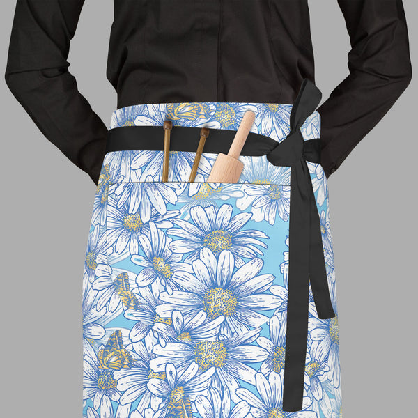 Daisies Apron | Adjustable, Free Size & Waist Tiebacks-Aprons Waist to Feet-APR_WS_FT-IC 5007383 IC 5007383, Abstract Expressionism, Abstracts, Ancient, Art and Paintings, Black and White, Botanical, Digital, Digital Art, Floral, Flowers, Graphic, Historical, Illustrations, Medieval, Modern Art, Nature, Patterns, Scenic, Seasons, Semi Abstract, Signs, Signs and Symbols, Tropical, Vintage, White, daisies, full-length, waist, to, feet, apron, poly-cotton, fabric, adjustable, tiebacks, abstract, art, backgroun