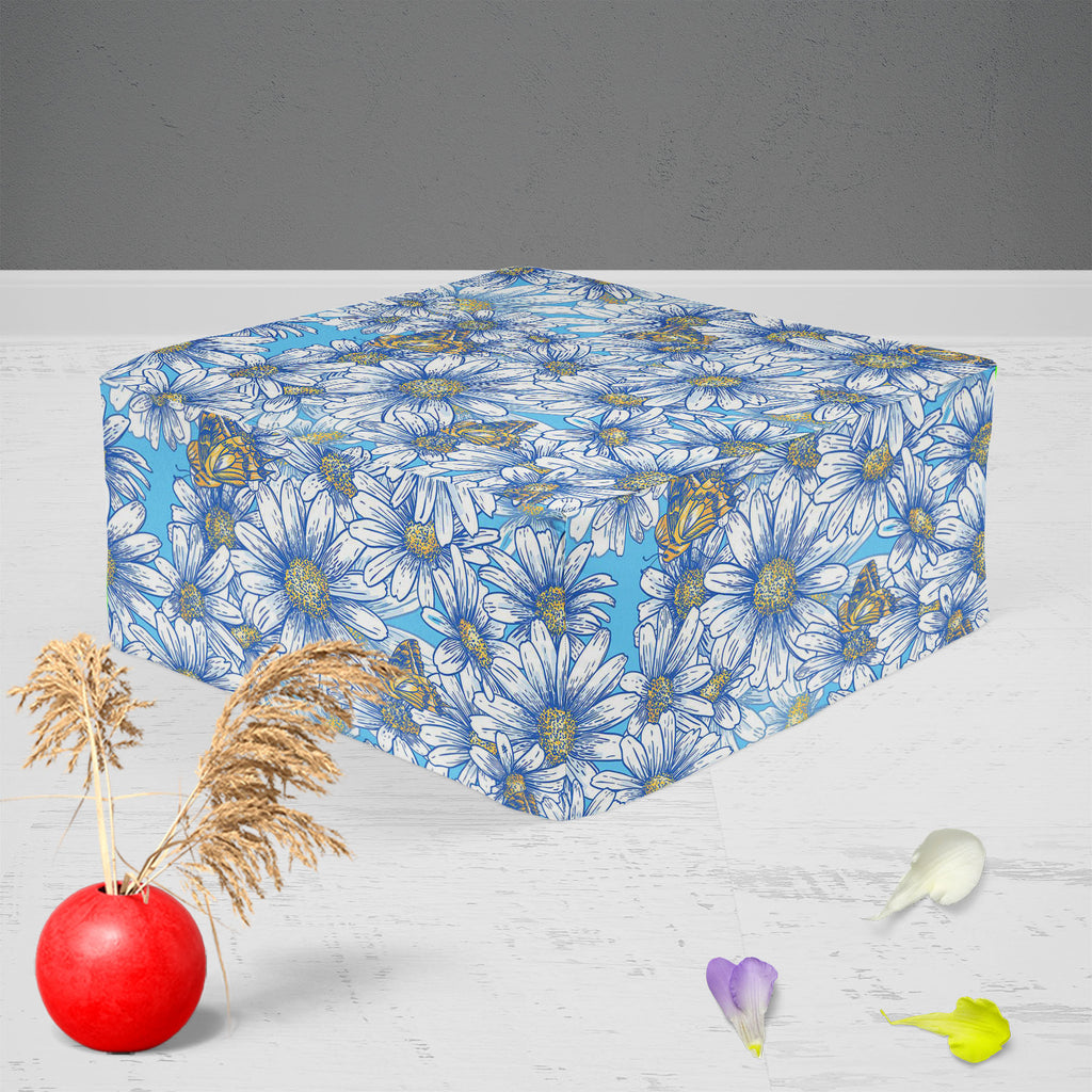 Daisies Footstool Footrest Puffy Pouffe Ottoman Bean Bag | Canvas Fabric-Footstools-FST_CB_BN-IC 5007383 IC 5007383, Abstract Expressionism, Abstracts, Ancient, Art and Paintings, Black and White, Botanical, Digital, Digital Art, Floral, Flowers, Graphic, Historical, Illustrations, Medieval, Modern Art, Nature, Patterns, Scenic, Seasons, Semi Abstract, Signs, Signs and Symbols, Tropical, Vintage, White, daisies, footstool, footrest, puffy, pouffe, ottoman, bean, bag, canvas, fabric, abstract, art, backgroun