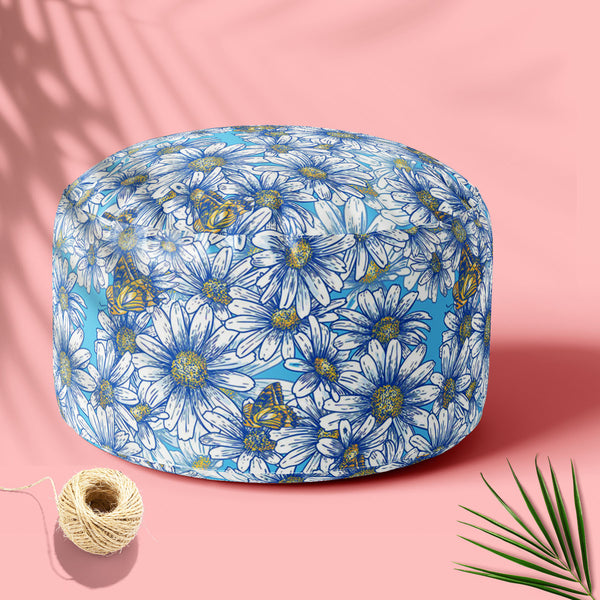 Daisies Footstool Footrest Puffy Pouffe Ottoman Bean Bag | Canvas Fabric-Footstools-FST_CB_BN-IC 5007383 IC 5007383, Abstract Expressionism, Abstracts, Ancient, Art and Paintings, Black and White, Botanical, Digital, Digital Art, Floral, Flowers, Graphic, Historical, Illustrations, Medieval, Modern Art, Nature, Patterns, Scenic, Seasons, Semi Abstract, Signs, Signs and Symbols, Tropical, Vintage, White, daisies, footstool, footrest, puffy, pouffe, ottoman, bean, bag, floor, cushion, pillow, canvas, fabric, 