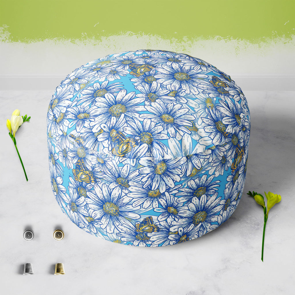 Daisies Footstool Footrest Puffy Pouffe Ottoman Bean Bag | Canvas Fabric-Footstools-FST_CB_BN-IC 5007383 IC 5007383, Abstract Expressionism, Abstracts, Ancient, Art and Paintings, Black and White, Botanical, Digital, Digital Art, Floral, Flowers, Graphic, Historical, Illustrations, Medieval, Modern Art, Nature, Patterns, Scenic, Seasons, Semi Abstract, Signs, Signs and Symbols, Tropical, Vintage, White, daisies, footstool, footrest, puffy, pouffe, ottoman, bean, bag, canvas, fabric, abstract, art, backgroun