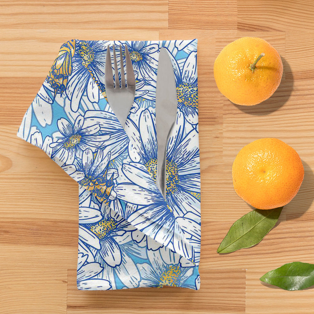 Daisies Table Napkin-Table Napkins-NAP_TB-IC 5007383 IC 5007383, Abstract Expressionism, Abstracts, Ancient, Art and Paintings, Black and White, Botanical, Digital, Digital Art, Floral, Flowers, Graphic, Historical, Illustrations, Medieval, Modern Art, Nature, Patterns, Scenic, Seasons, Semi Abstract, Signs, Signs and Symbols, Tropical, Vintage, White, daisies, table, napkin, abstract, art, background, beautiful, beauty, blossom, blue, branch, butterfly, chamomile, color, daisy, decor, decoration, design, e