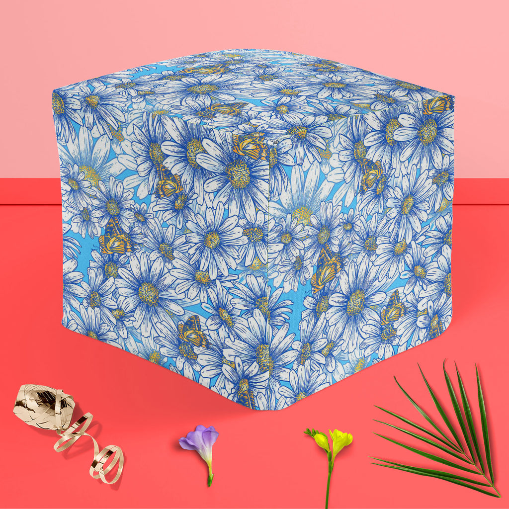 Daisies Footstool Footrest Puffy Pouffe Ottoman Bean Bag | Canvas Fabric-Footstools-FST_CB_BN-IC 5007383 IC 5007383, Abstract Expressionism, Abstracts, Ancient, Art and Paintings, Black and White, Botanical, Digital, Digital Art, Floral, Flowers, Graphic, Historical, Illustrations, Medieval, Modern Art, Nature, Patterns, Scenic, Seasons, Semi Abstract, Signs, Signs and Symbols, Tropical, Vintage, White, daisies, footstool, footrest, puffy, pouffe, ottoman, bean, bag, canvas, fabric, abstract, art, backgroun