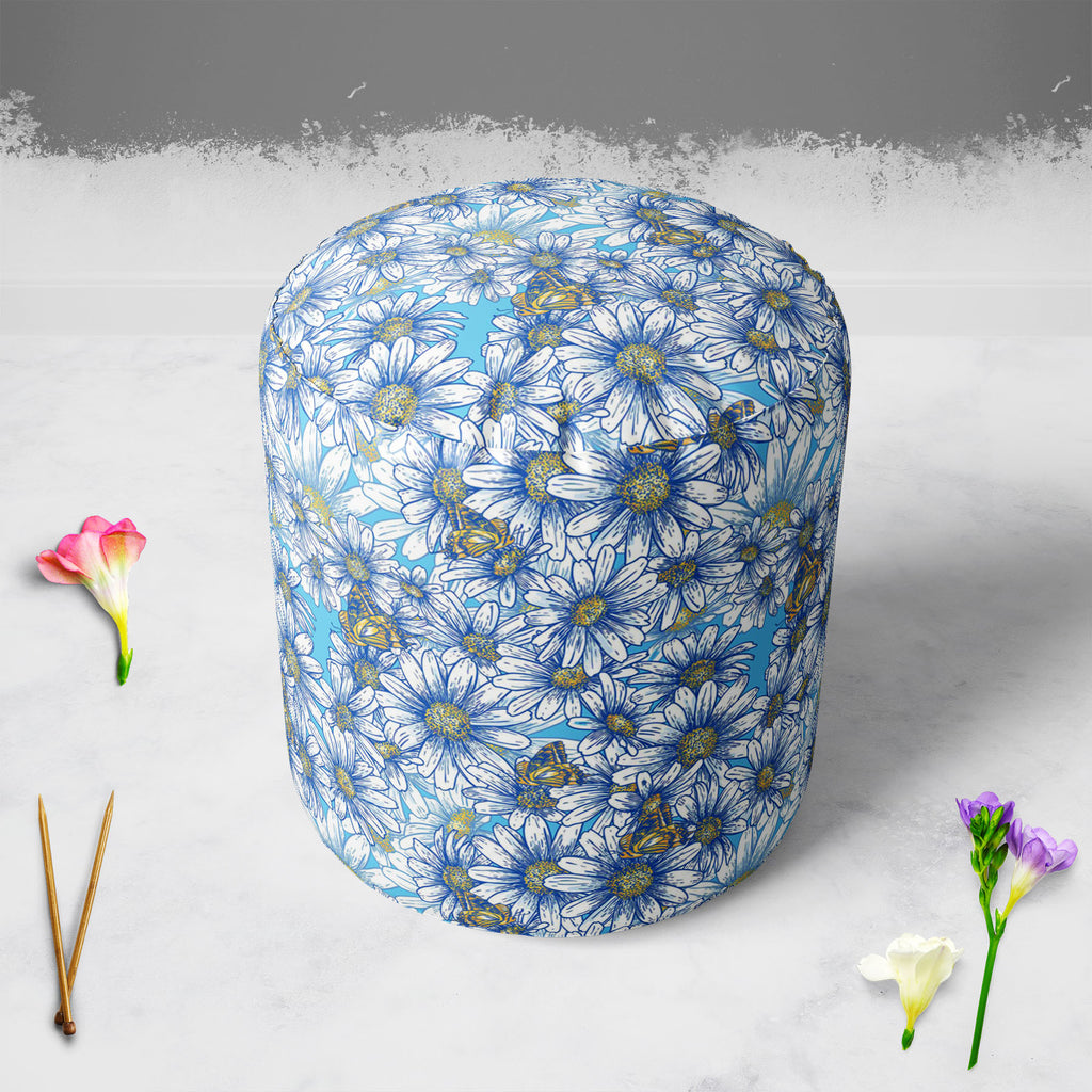 Daisies Footstool Footrest Puffy Pouffe Ottoman Bean Bag | Canvas Fabric-Footstools-FST_CB_BN-IC 5007383 IC 5007383, Abstract Expressionism, Abstracts, Ancient, Art and Paintings, Black and White, Botanical, Digital, Digital Art, Floral, Flowers, Graphic, Historical, Illustrations, Medieval, Modern Art, Nature, Patterns, Scenic, Seasons, Semi Abstract, Signs, Signs and Symbols, Tropical, Vintage, White, daisies, footstool, footrest, puffy, pouffe, ottoman, bean, bag, canvas, fabric, abstract, art, backgroun