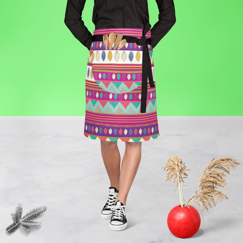 Tribal Art D2 Apron | Adjustable, Free Size & Waist Tiebacks-Apron Waist to Knee-APR_WS_KN-IC 5007385 IC 5007385, Abstract Expressionism, Abstracts, Ancient, Black and White, Culture, Decorative, Drawing, Ethnic, Fantasy, Fashion, Folk Art, Geometric, Geometric Abstraction, Historical, Medieval, Mexican, Nature, Patterns, Scenic, Semi Abstract, Signs, Signs and Symbols, Traditional, Tribal, Vintage, White, World Culture, art, d2, apron, adjustable, free, size, waist, tiebacks, abstract, abstraction, artisti